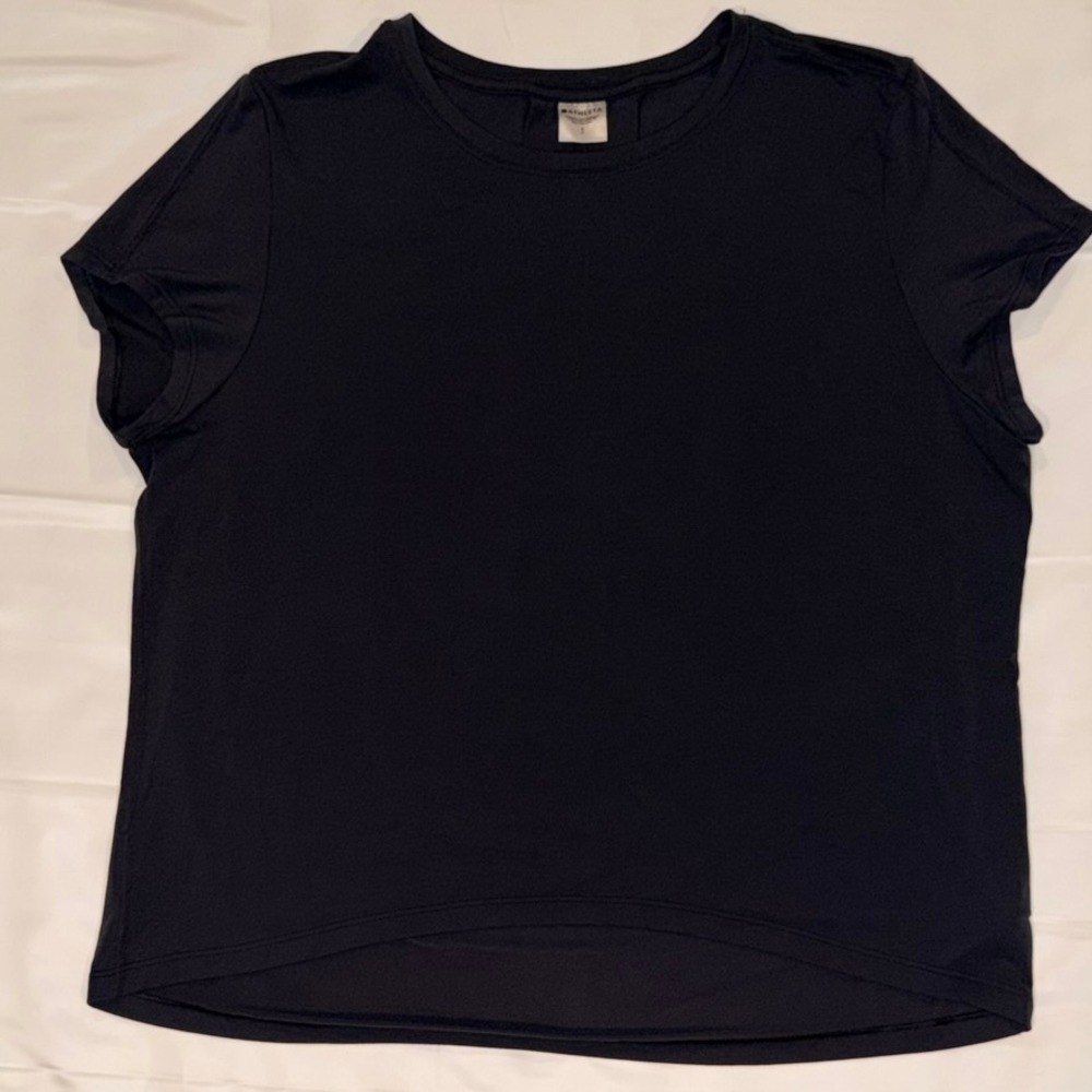 Athleta Short Sleeve Top Women S Black High-Low Tulip Hem Modal Blend Activewear